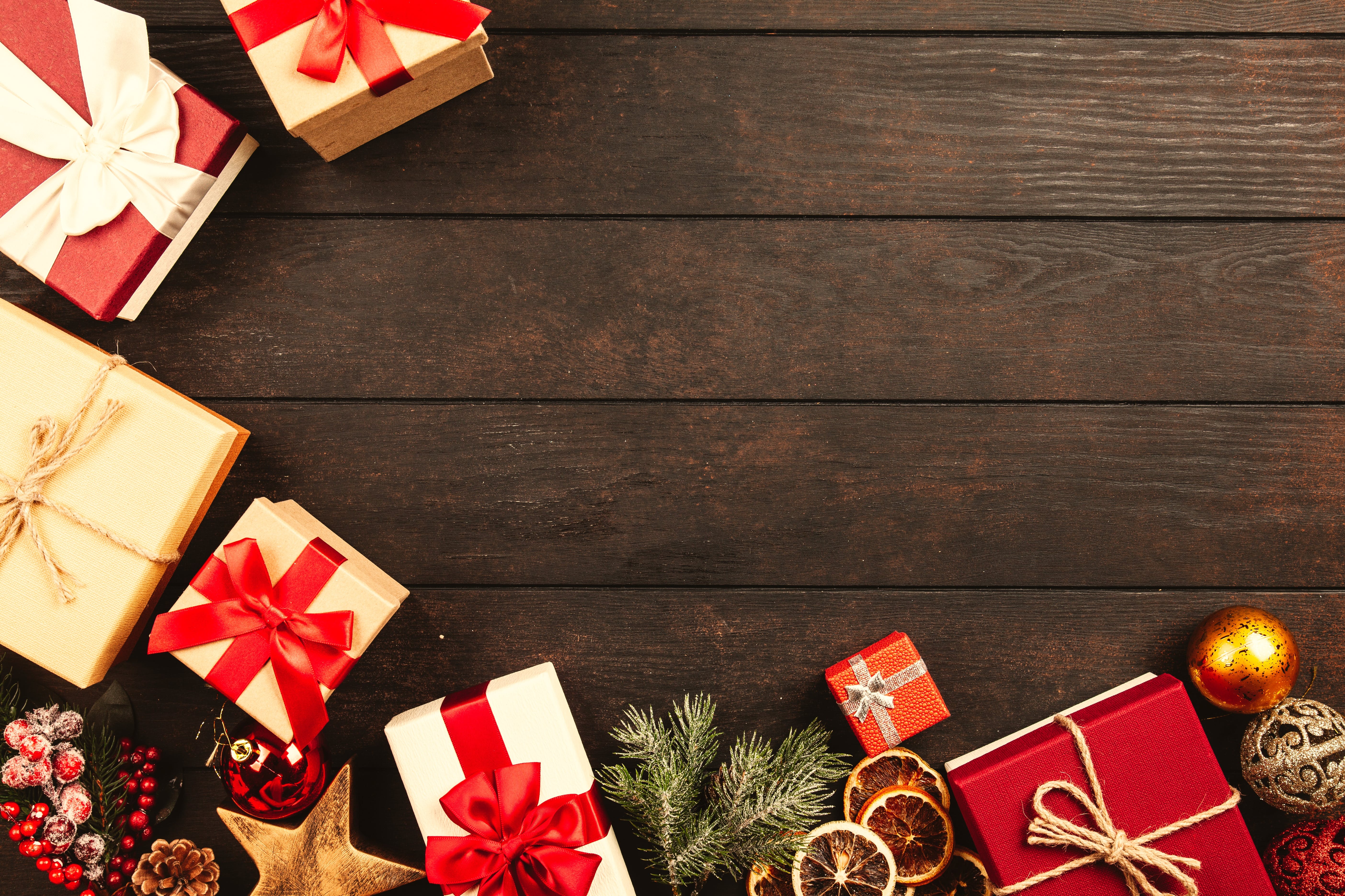 image of gift boxes on wooden floor